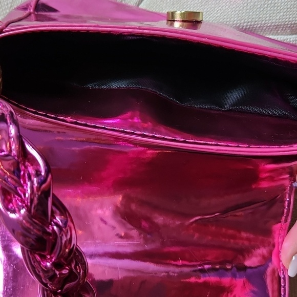 Pink Metallic Reflective Evening Bag Retro Purse - Picture 5 of 7